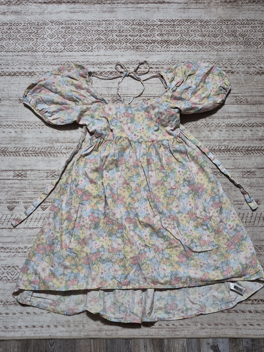 Joe Fresh Pastel Floral Puff-Sleeve Midi Dress